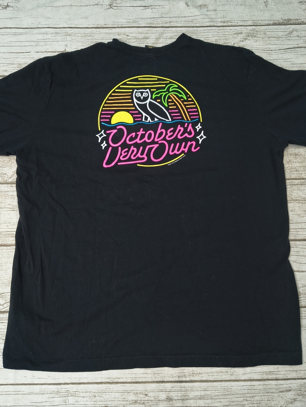 October's Very Own OVO Neon Sign Black T Shirt Men Size XXL